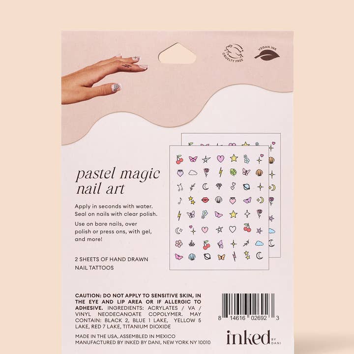INKED by Dani - Wholesale Nail Art/Decal - Pastel Magic Nail Art Temporary Tattoo Pack