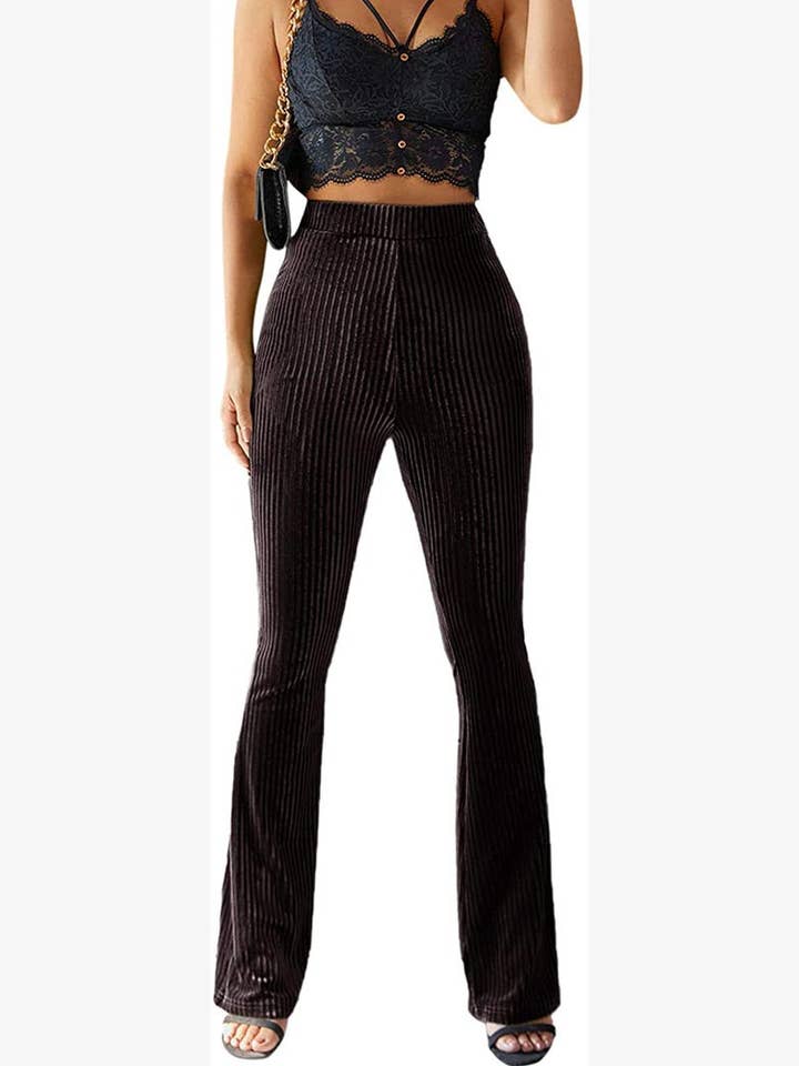 safistyle - Wholesale Pants - Women's - Velvet High-Waist Flared Pants10