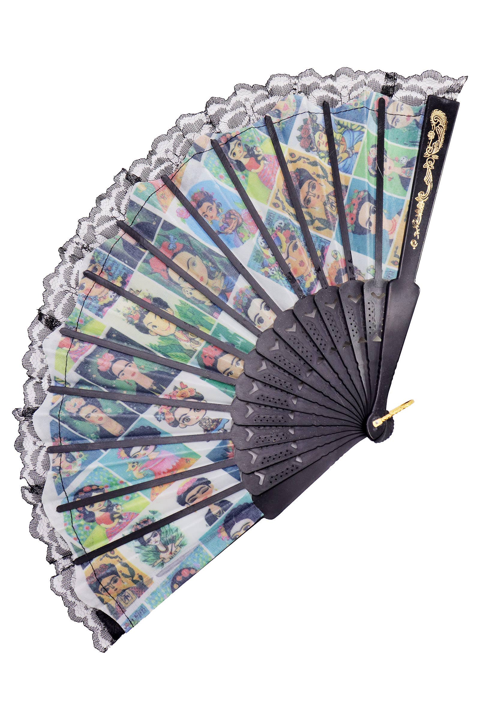 COMME INDIQUÉ Éventail pliant à main avec collage de portraits de Frida Kahlo en vente sur Faire2