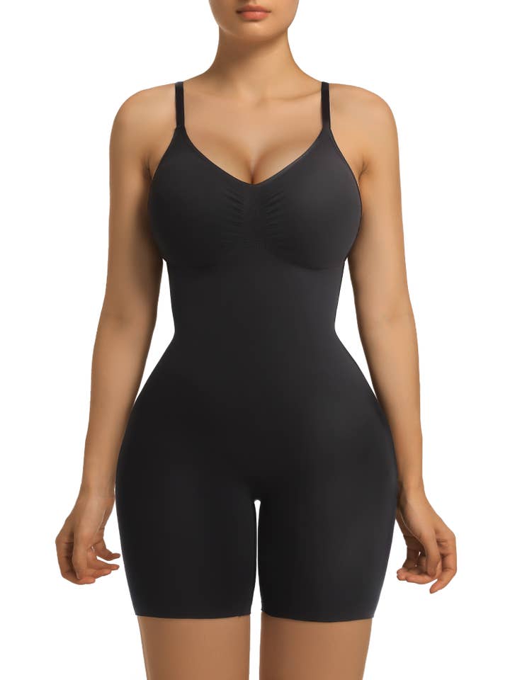 SHAPERX Bra Free Tummy Control Shapewear Mid Thigh Body Shaper with Removable Pads for wholesale by SHAPERX