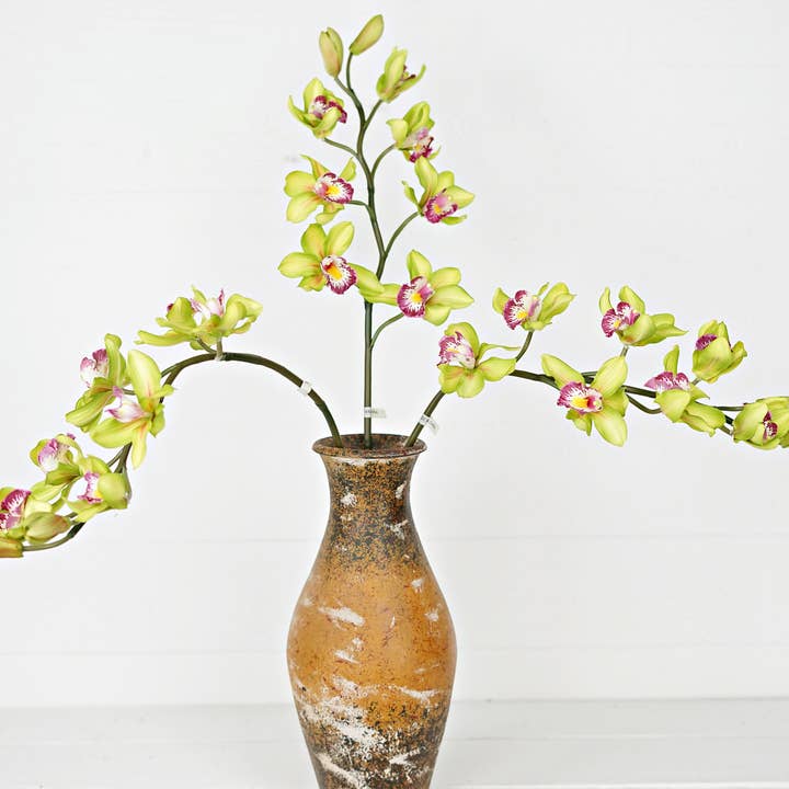 Impressive Enterprises, Inc. - Wholesale Artificial Flowers - IT021GR- 32in Cymbidium orchid w bud stem- Green3