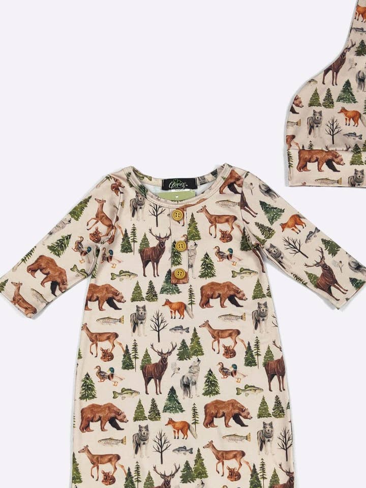 Clover Cottage - Wholesale Babygown Set - Baby - Backwoods Baby Knotted Gown4