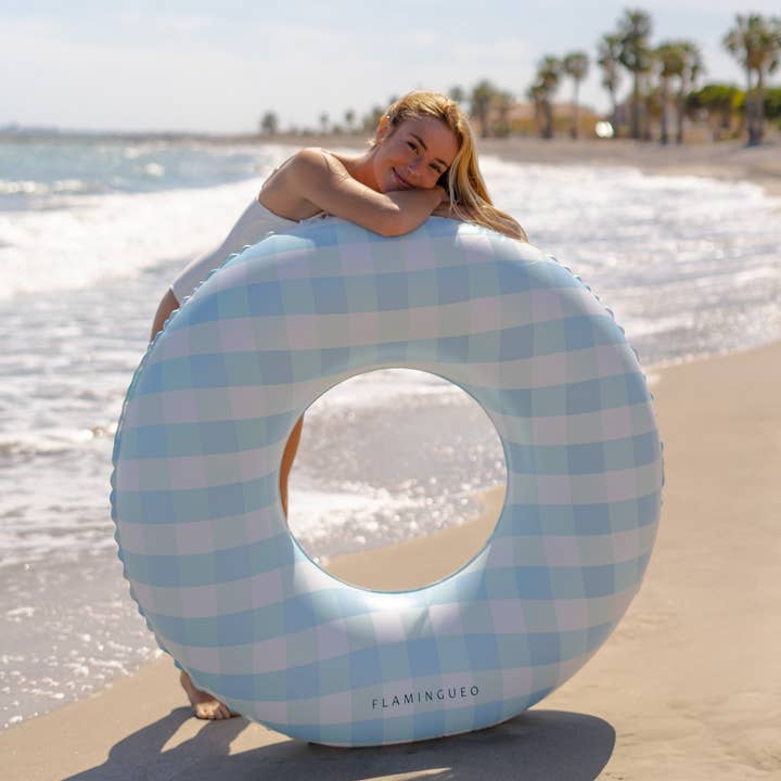 Flamingueo - Wholesale Inflatables - Giant Pool and Beach Float with Vichy Blue Print7