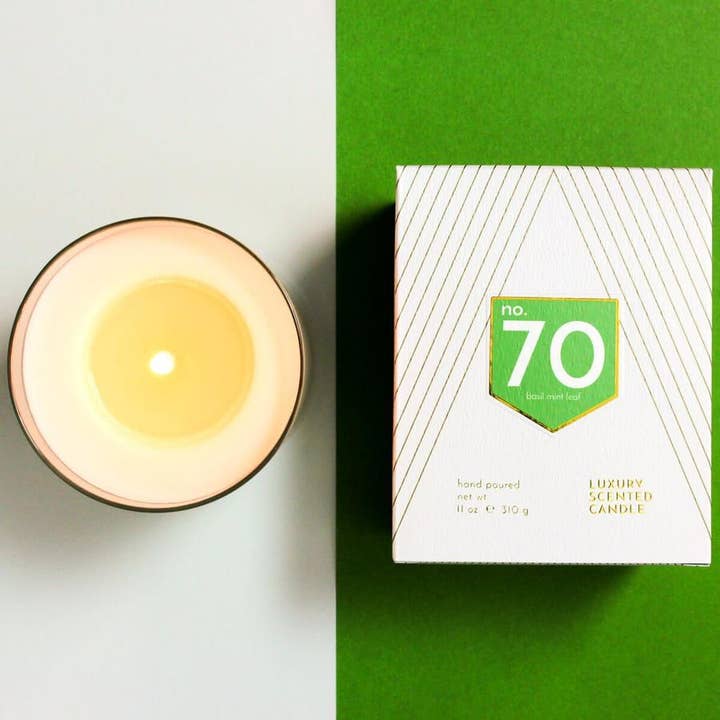 Bougie soja parfumée basilic n°70 pour la vente par ACDC Co.