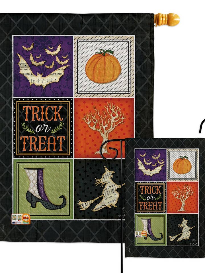 Trick or Treat Collage Falltime Halloween Decor Flag for wholesale by Two Group Flag Co