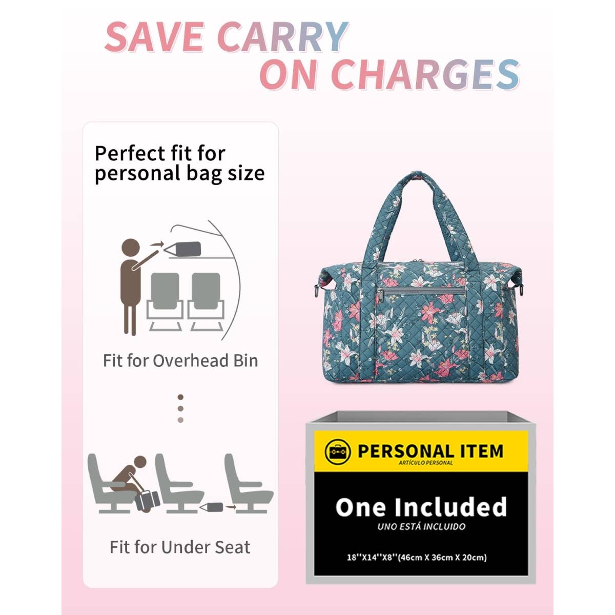 wandf – Großhandel Weekender-Tasche – Unisex – Gesteppte Schultertaschen Flugzeug Reisetasche Unter Sitz Tasche30