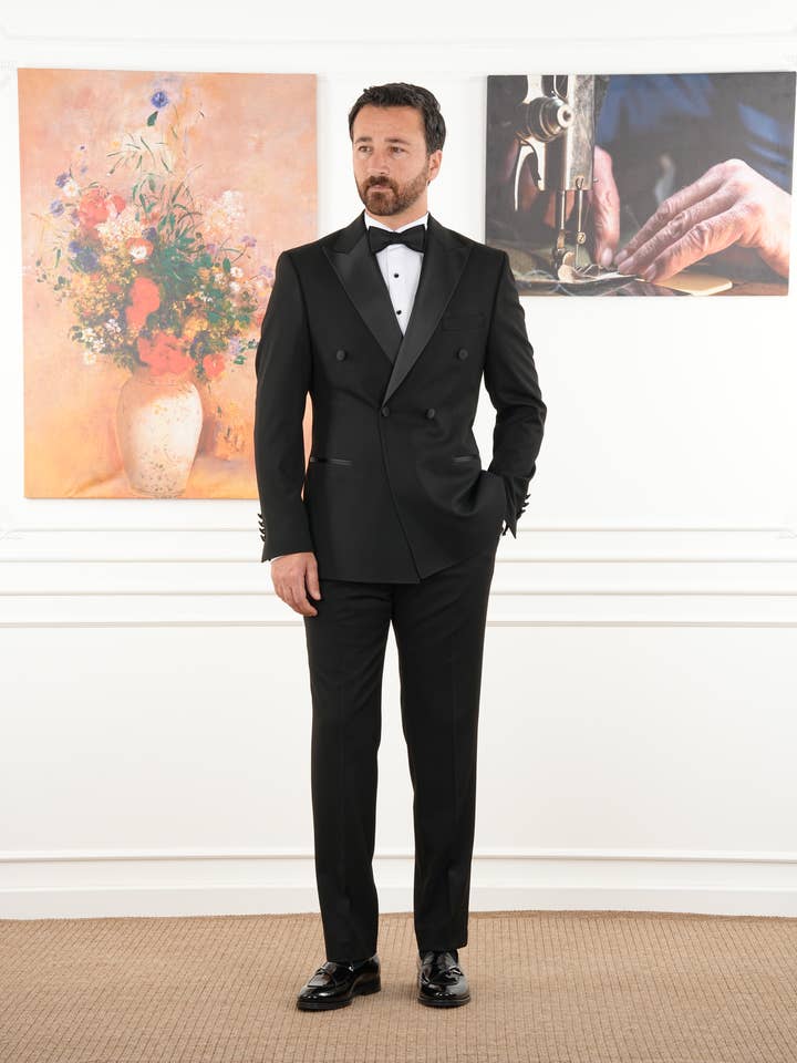 Heren smoking bruidegom kostuum Italiaanse stijl vlinderdas dubbelrijig voor wholesale door parez suits