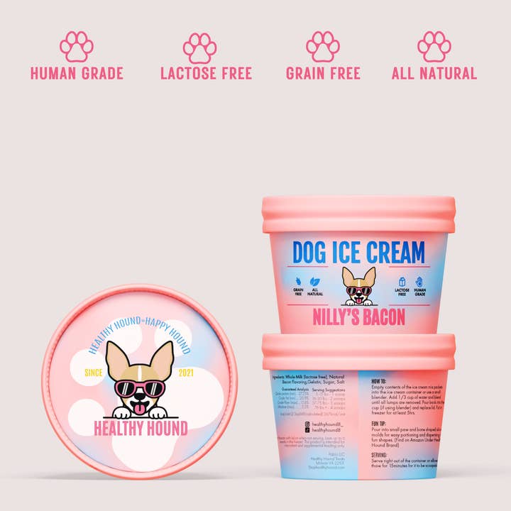 Healthy Hound – wholesale Pet treats – Dog – Human Grade Bacon Dog Ice Cream Mix