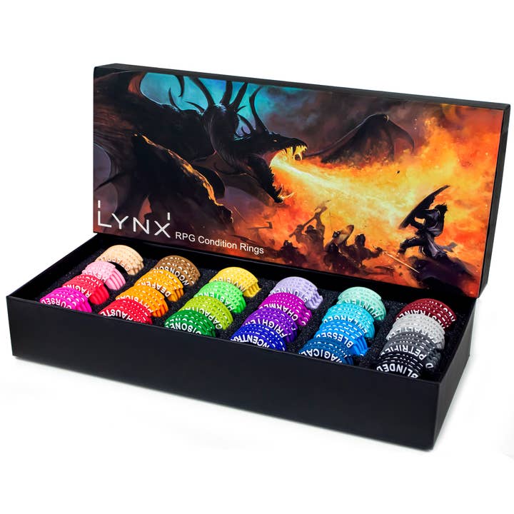 QMDirect - Wholesale Board Game - RPG Condition Rings/Markers set - Set of 96 Status & Effects Rings5