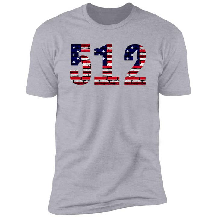 Austin 512 US Flag Bricky Font Premium Unisex T-shirt for engroshandel hos VivaCity Gear