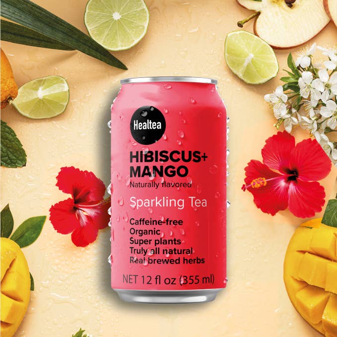 The Healtea – wholesale Kolsyrat vatten – Hibiskus och mango mousserande premium botanisk infusion