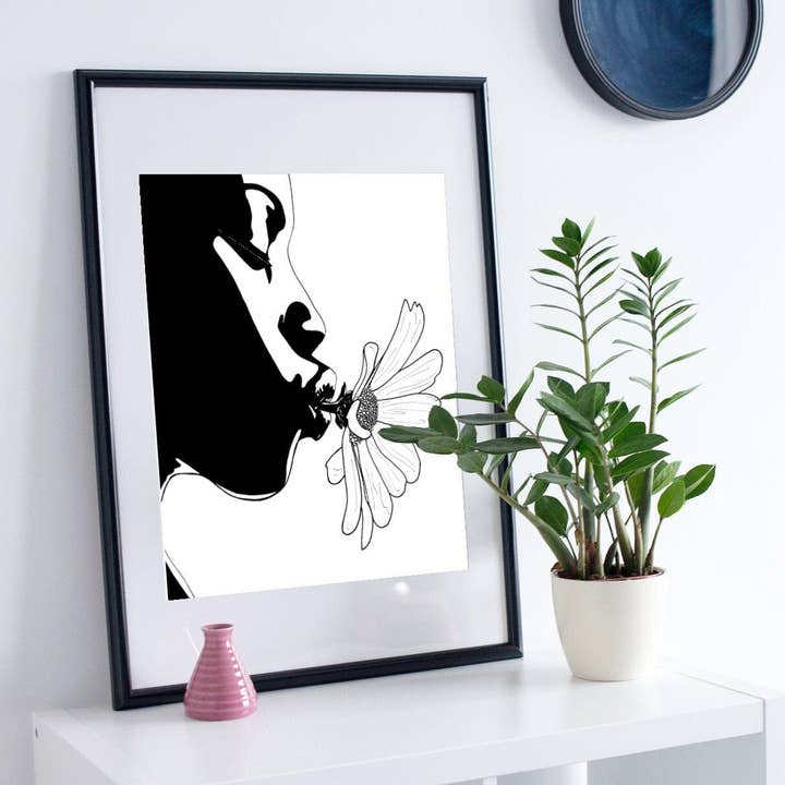 ”Daisy” bläckteckning: Konsttryck för wholesale av PinkPolish Design