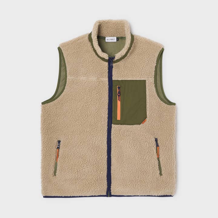 Unisex zip-up sherpa vest - Natural for wholesale by BILLYBELT
