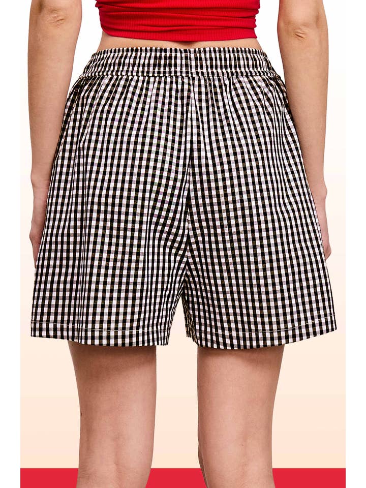 La Miel - Wholesale Shorts - Women's - JDP4231-Y2k Banded Gingham Check Boxer Shorts