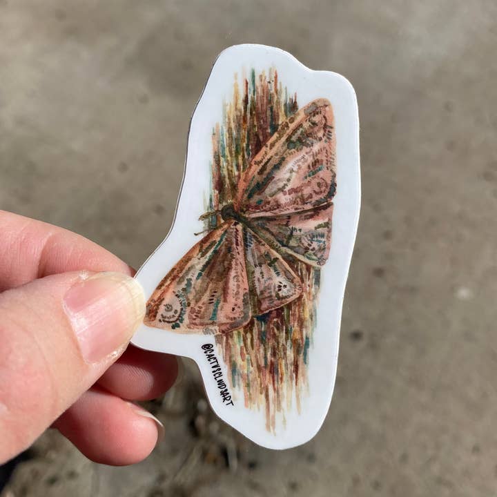 Autocollant en vinyle à l'aquarelle Bark Moth pour la vente par Cactus Clouds Art