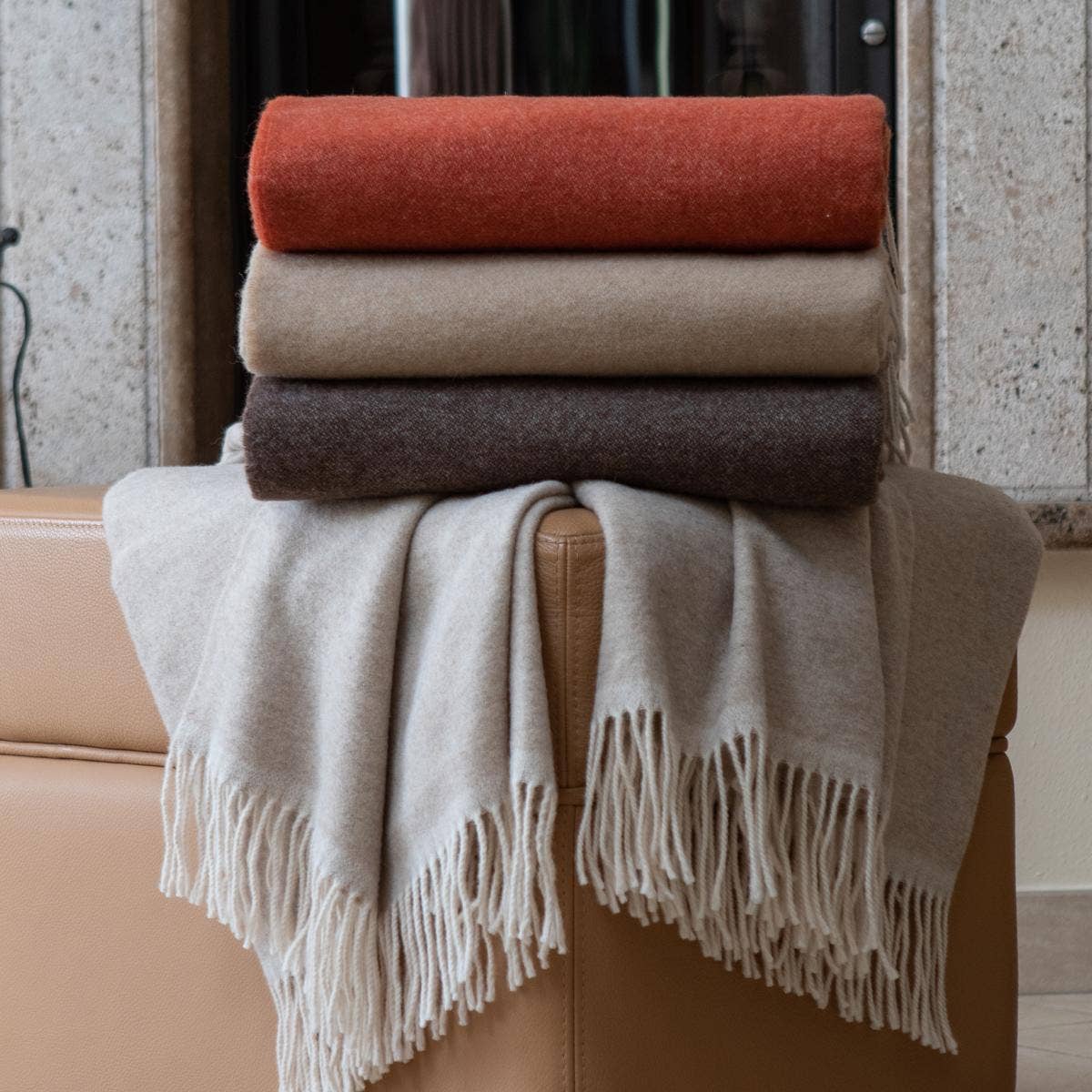 SOFIA TOSCANO - Wholesale Throw Blanket - Fara Double - Face in Recycled Wool13