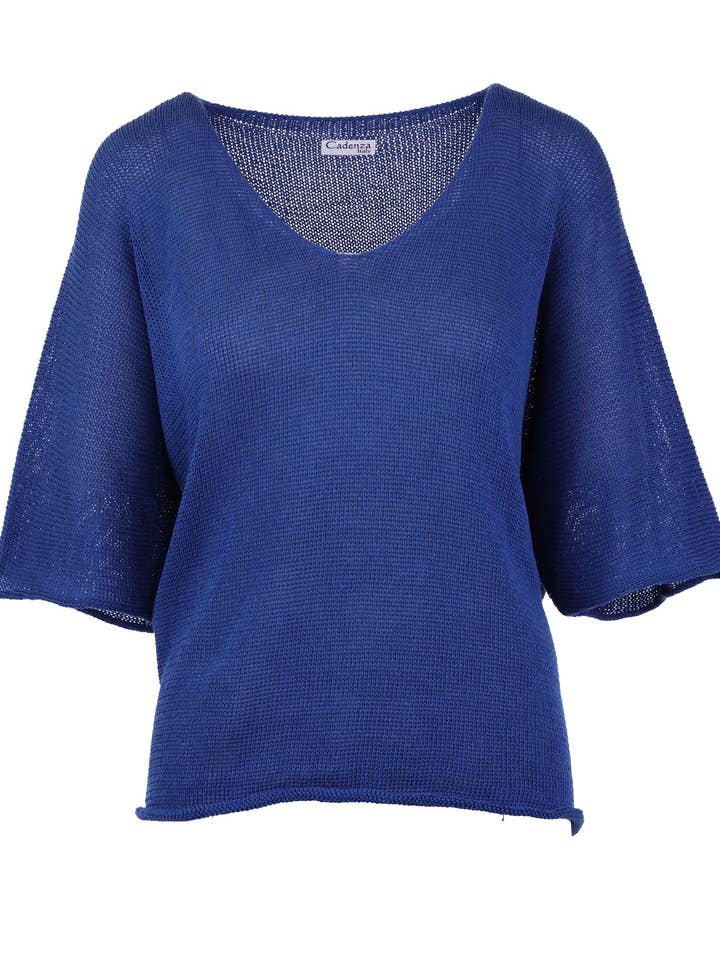 Cadenza Italy Ltd - Wholesale Knit Top - Women's - Cotton Blend V Neck Tunic Top12