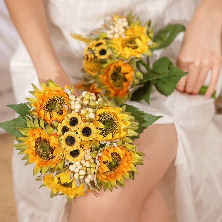 Sweet Home Deco - Wholesale Artificial Flowers - Silk Sunflower Bouquet, Fall Decorative Flowers, Yellow3