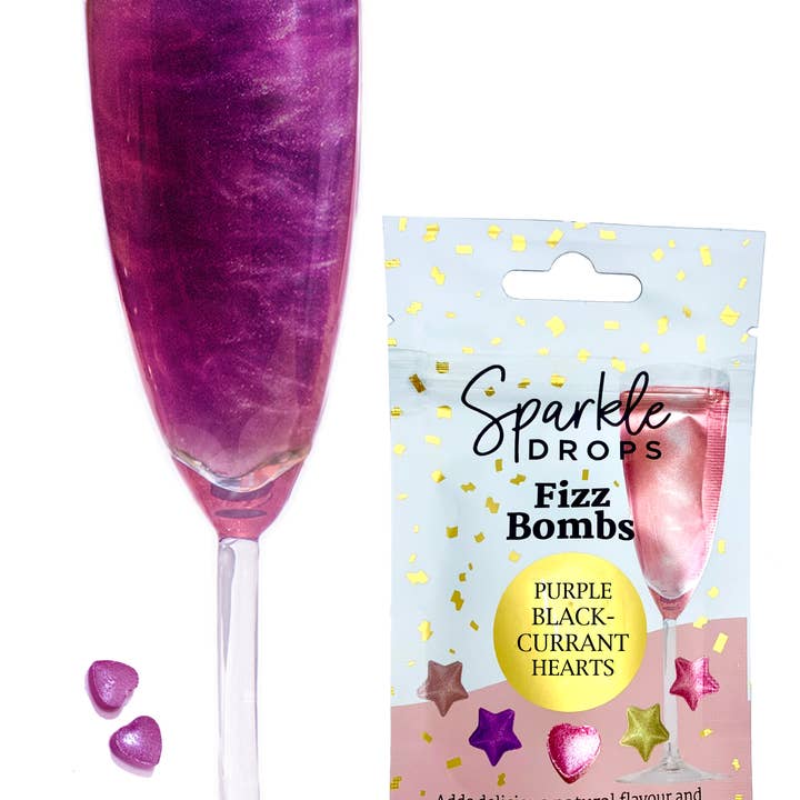 Sparkle Drops Fizz Bombs Blackcurrant Hearts 20g for wholesale by Sparkle Drops
