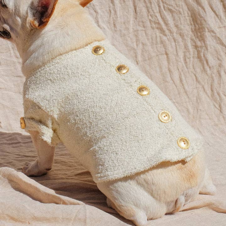 Crème Terry Cloth Dog Shirt for wholesale by Saint Rue