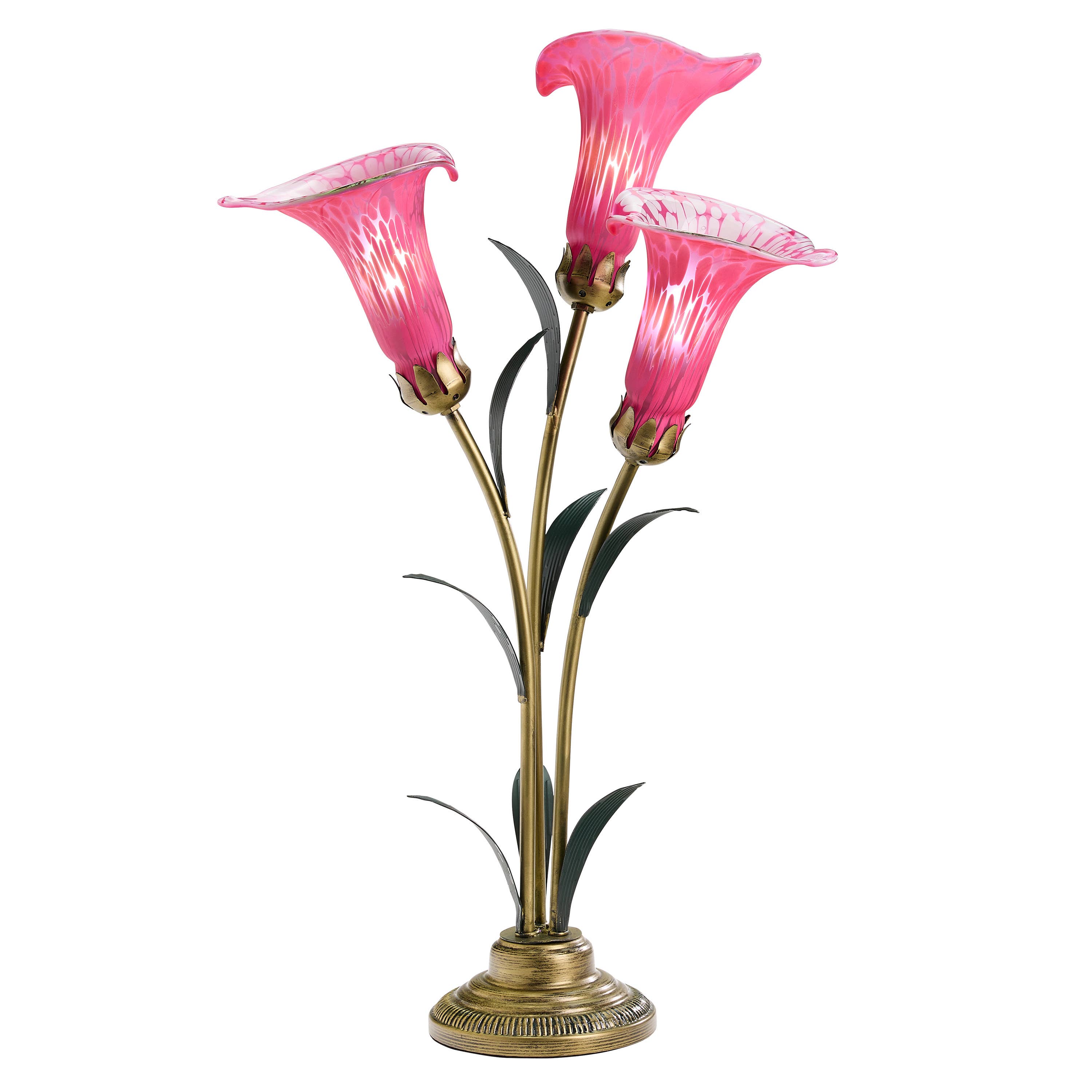 River of Goods - Wholesale Accent/Desk Lamp - 23.5"H Fuchsia 3 Shade Handblown Glass Calla Lily Table Lamp7