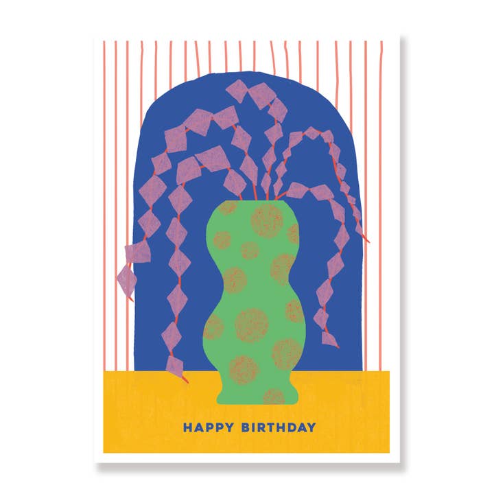Diamond Leaf - Modern Floral Birthday Card for wholesale by Willow Ship