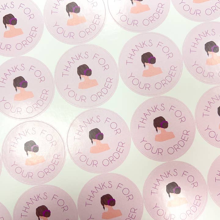 Purple Scrunchies Thank You Packaging Sticker Sheet for wholesale by The Small Business Handbook