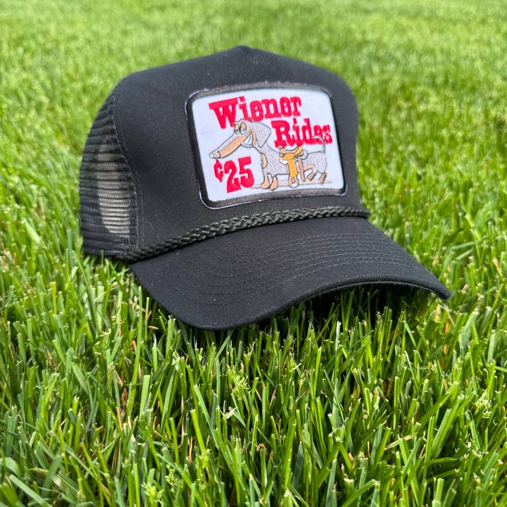 River Bent Hat Co. - Wholesale Trucker Hat - Unisex - Wiener Rides 25 Cents Black Trucker1