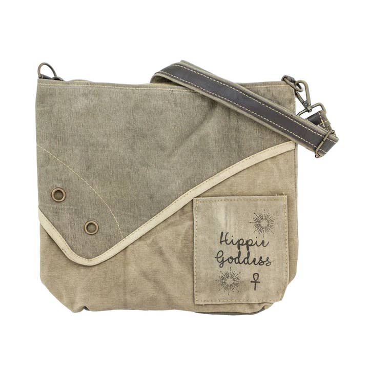 Vintage Addiction - Vente Sac à bandoulière – femme - Sac à bandoulière de tente militaire recyclé Hippie Goddess0