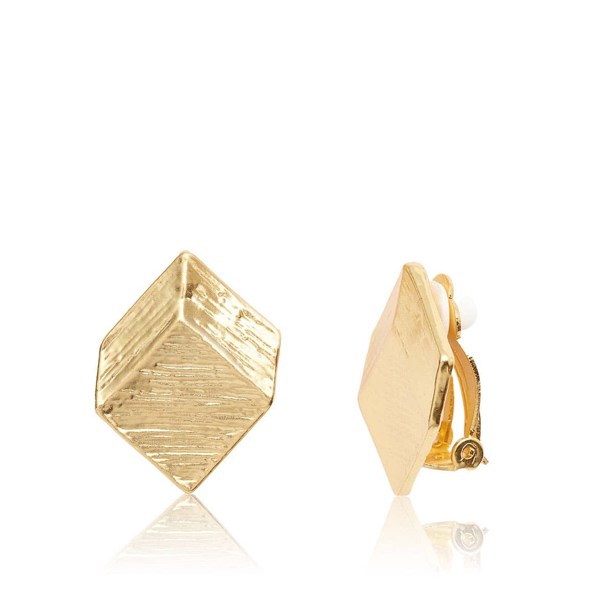 KARINE SULTAN - Wholesale Clip-On Earrings - Brushed Square Clip On Earrings *As seen on*