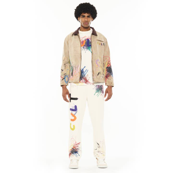 BEIGE Cult's Canvas Workwear Jacket in Scribble for wholesale on Faire4