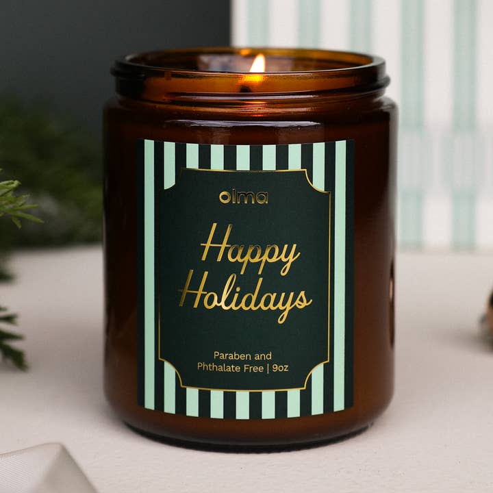 JaxKelly Candles - Vente Bougie en bocal - Joyeuses Fêtes - Bougie de Noël - 9oz Ambre0