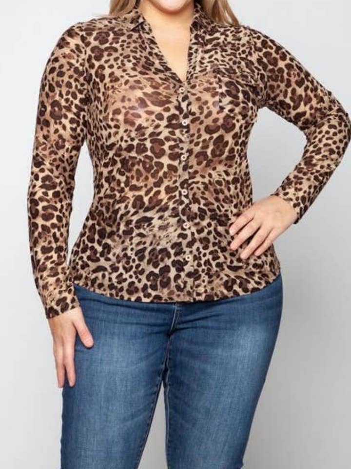 Chemise à col léopard pour la vente par PSLM