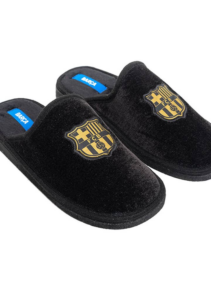 FC Barcelona Chinilla Lisa Black Shoes for wholesale by Marpen Slippers