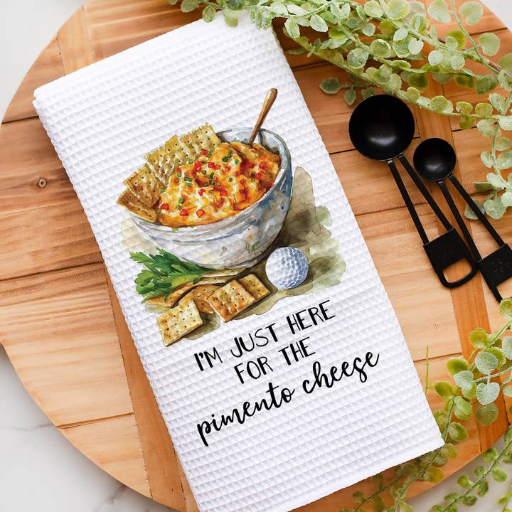 Pimento Cheese Golf Towel, Golfing Decor, Waffle Weave Towel for wholesale by Canary Road