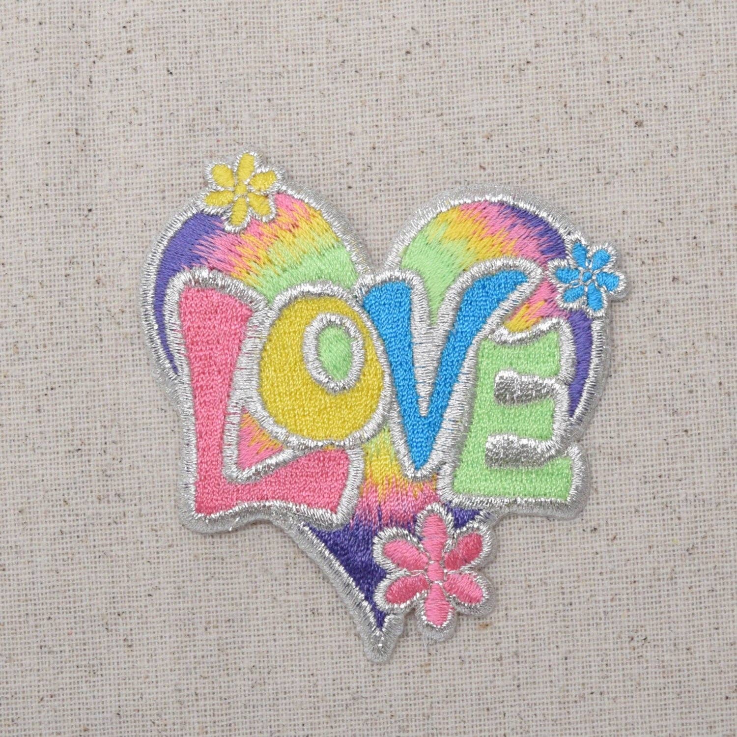 Wholesale Applique - Wholesale Patch - Love Heart - Pastel Multi-color, Retro Hippie Iron on Patch3