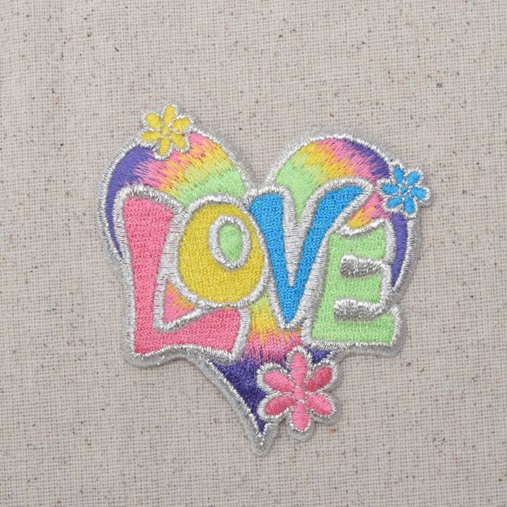 Wholesale Applique - Wholesale Patch - Love Heart - Pastel Multi-color, Retro Hippie Iron on Patch3