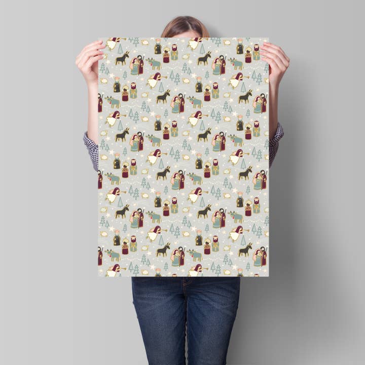 Stesha Wrapt - Wholesale Flat Wrap - Christmas Nativity Scene Gift Wrap