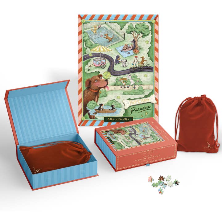 Bark in the Park 500-Piece Puzzle for wholesale by Good Juju Ink
