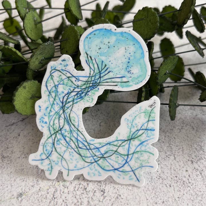 Blå Vandmænd Vinyl Sticker, Drikkeflaske & Laptop Decal for engroshandel hos Everyday H2O