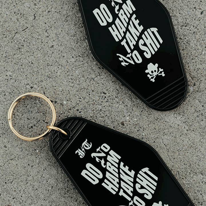 Black 'Do No Harm Take No Shit' Key Chain for wholesale on Faire1