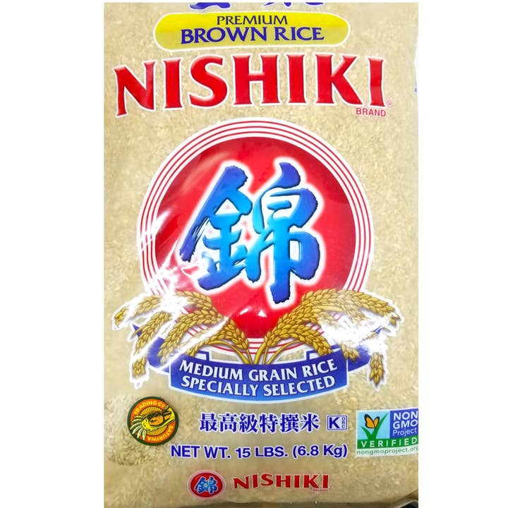 Nishiki Premium in de VS geteelde bruine rijst 15 lb zak voor wholesale door Saturiwa Trading Company