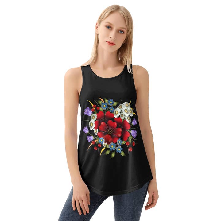 Camiseta sin mangas Floral Beauty con espalda cruzada para mujer para venta al por mayor de Pioneer Kitty Market