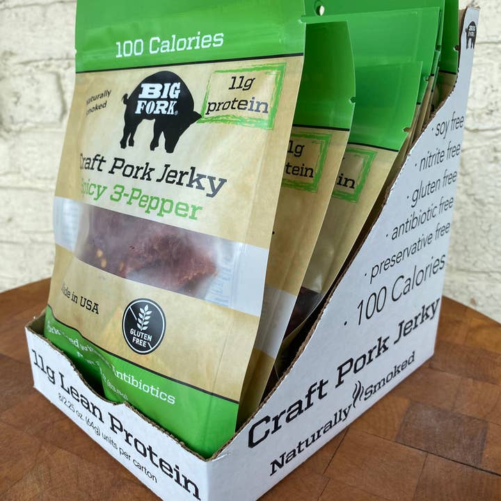 Big Fork - Wholesale Jerky - Ambachtelijke Varkensjerky - Pittig 3 - Peper | Eiwitrijk | Vurig8