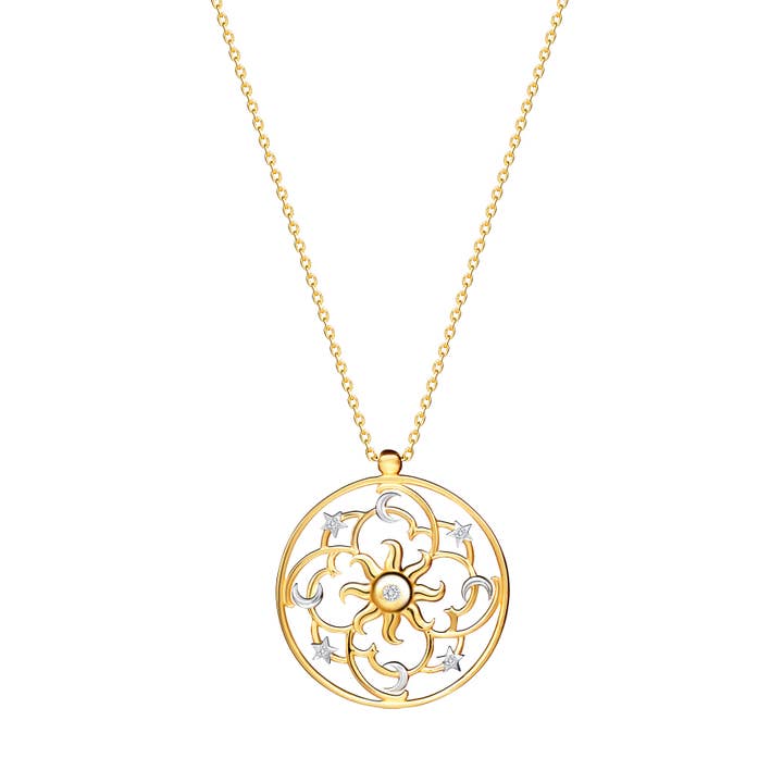 MOSUO Jewellery - Wholesale Pendant/Charm Necklace - Diamond Celestial Pendant - 14 karat gold diamond pendant, diamonds 0.05ct