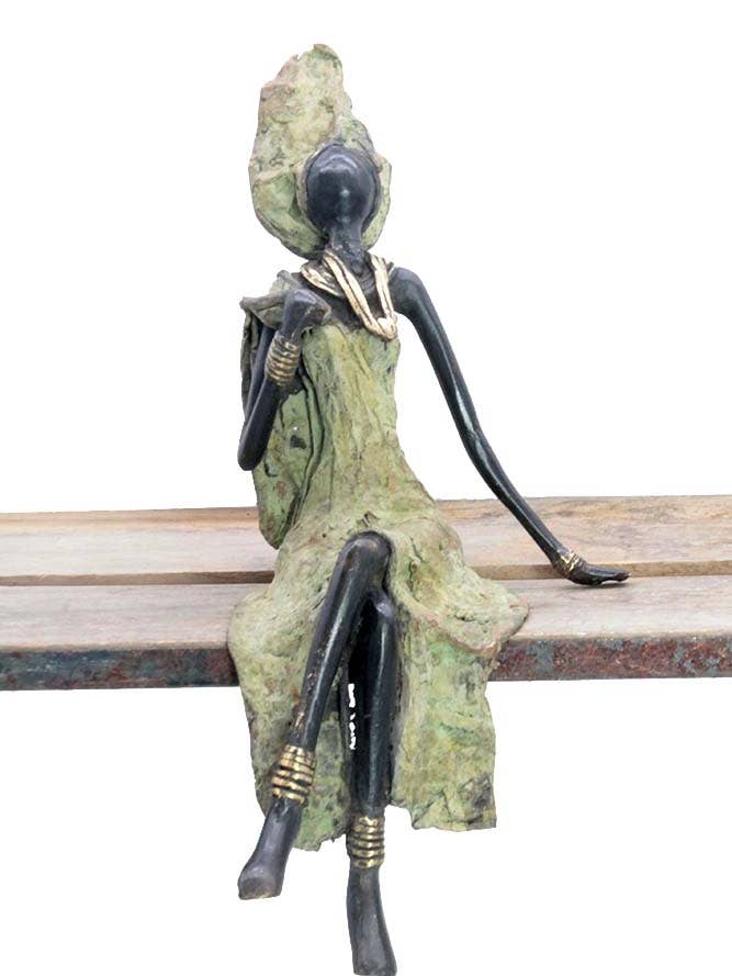 Bronze assis 35 cm vert n°2 pour la vente par Lafi Bala