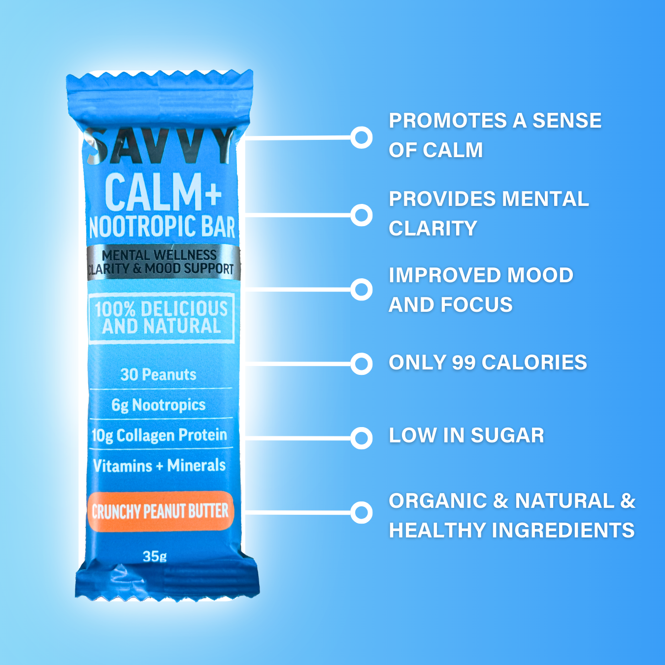 SAVVY BEVERAGES - Wholesale Snack bar - CALMING COLLAGEN PROTEIN BAR + Nootropics4