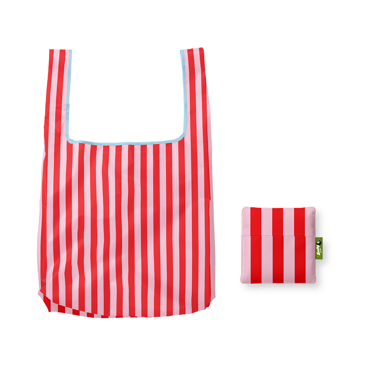 Lucky Goods Paper - Wholesale Tote Bag - Women's - Pink & Red Stripes Foldable Nylon Tote2