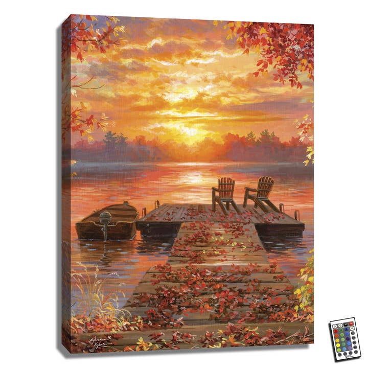 Tennessee River Sunset 18x24 Fully Illuminated LED Wall Art for wholesale by Glow Decor