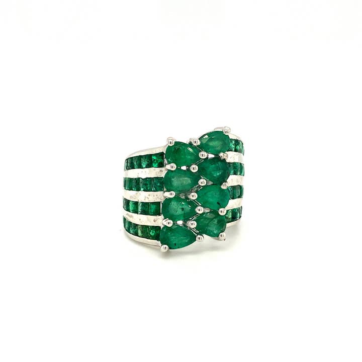 Emerald Ring in .925 Sterling Silver - KSR 14355 for wholesale by Kotawala Jewels